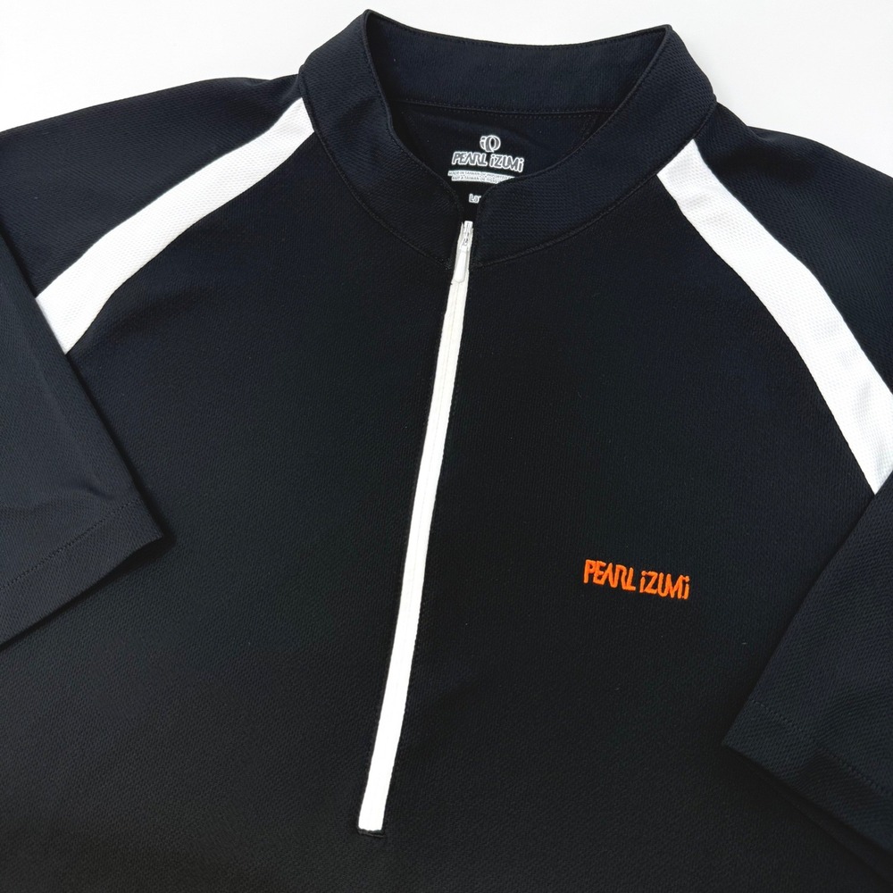 Pearl Izumi Mens Large Black White 1/4 Zip Short‎ Sleeve Cycling Jersey 0710